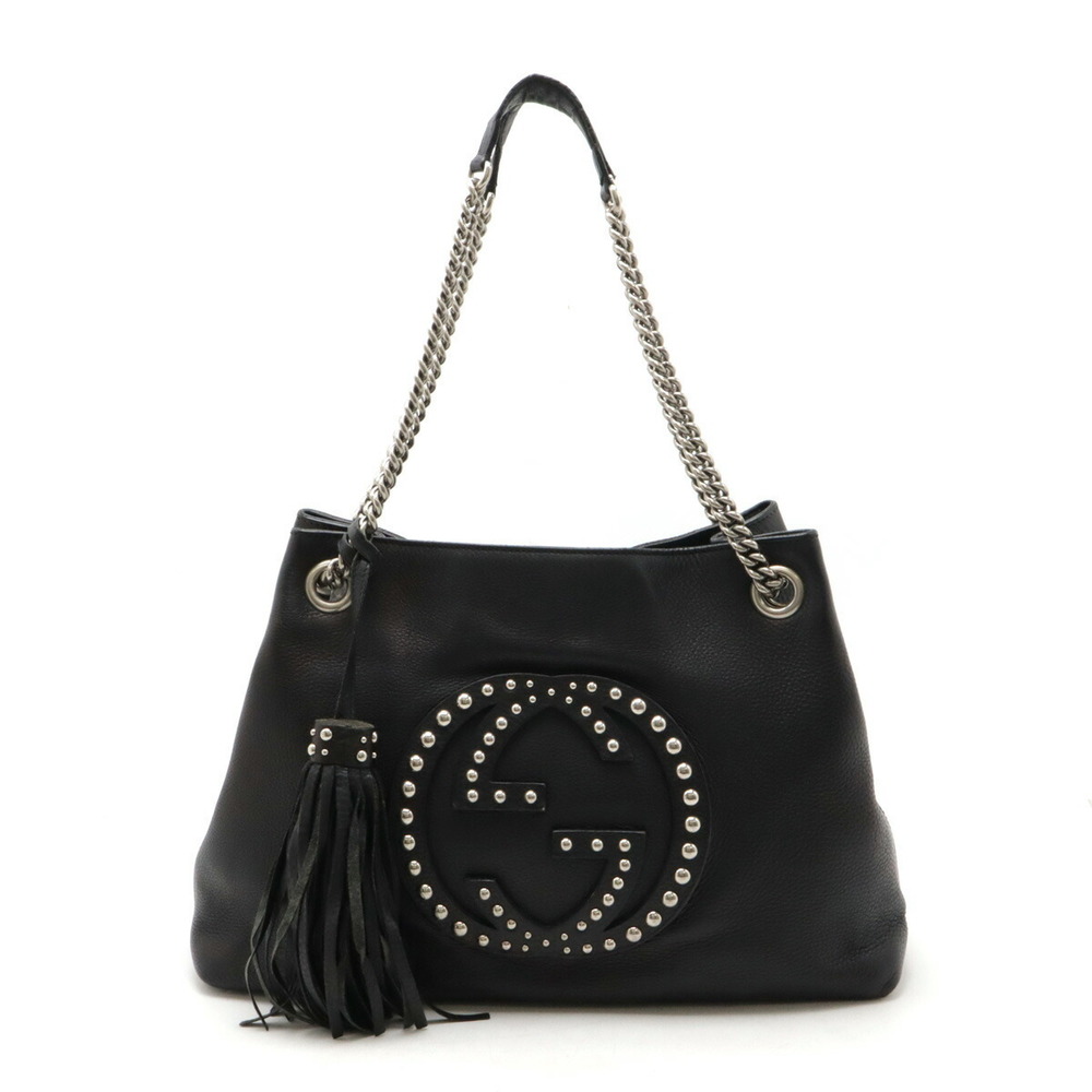 Gucci Interlocking Shoulder Black Stud Chain Gg L… - image 1